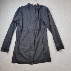 Columbia Jacket Womens Small Black Hooded Full Zip Parka Raincoat Windbreaker